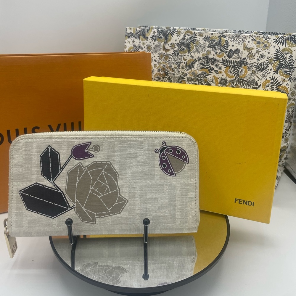 Fendi Limited Edition Spalmati Zucca Zip Around Wallet
